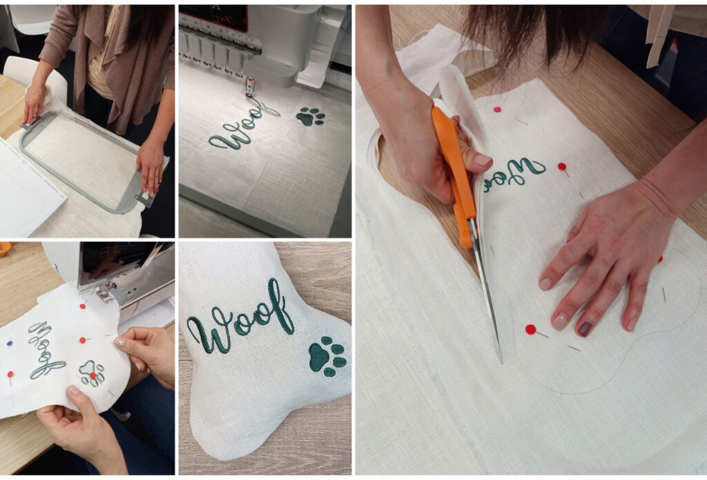 Assembling pet stocking with lettering